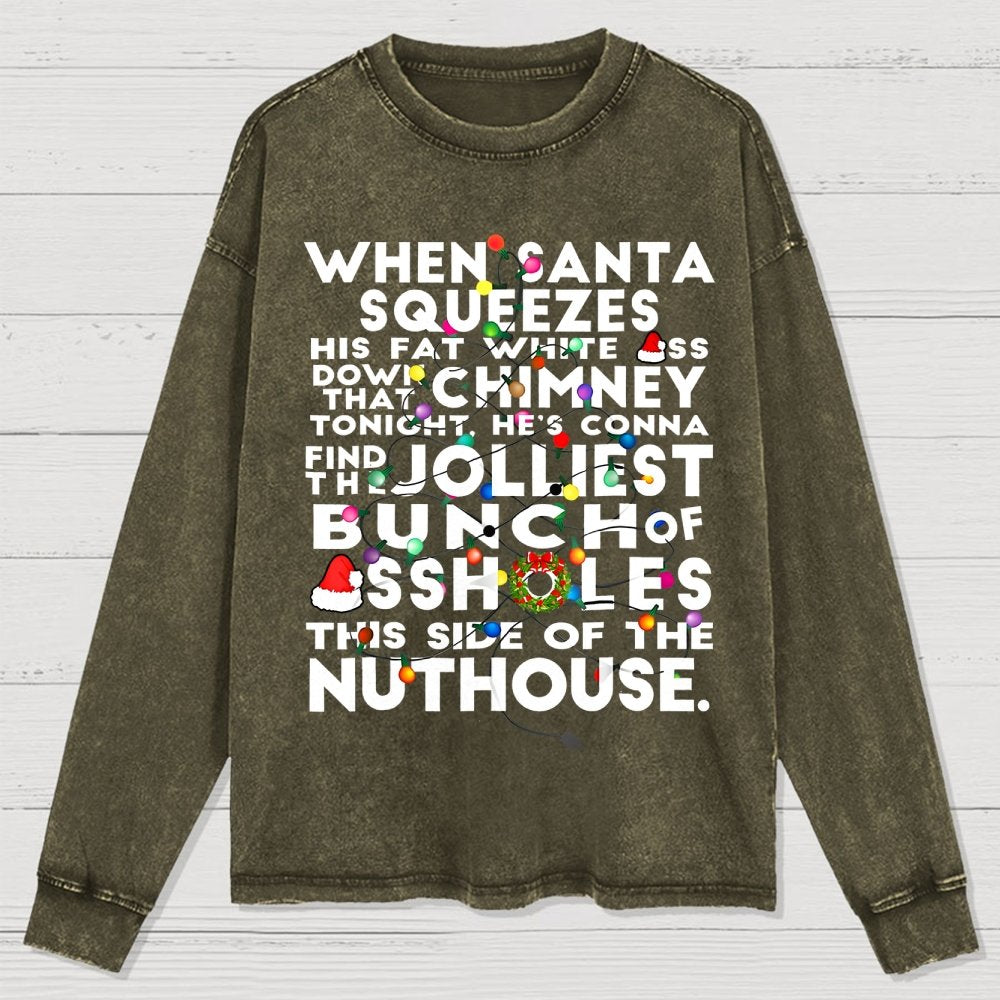Christmas Vacation Jolliest Bunch Washed Long Sleeve Tee