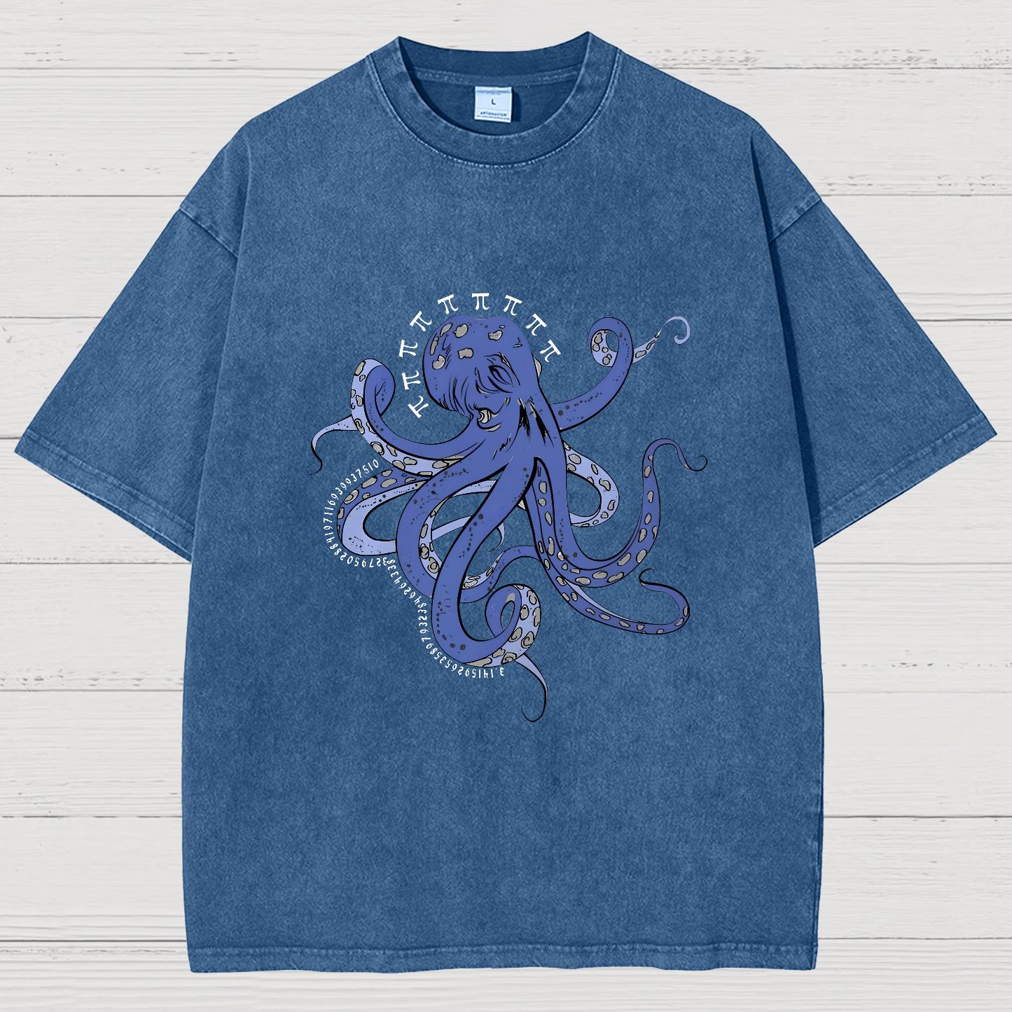 Funny Pi Day Octopus Vintage Distressed T-shirt