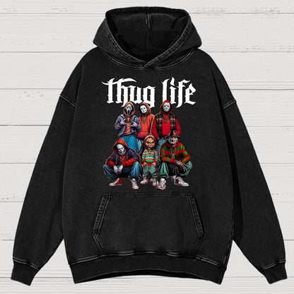 Thug Life Horror Movie Halloween Vintage Distressed Hoodie