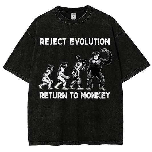 Reject Evolution Return To Monkey Funny Vintage Distressed T-shirt
