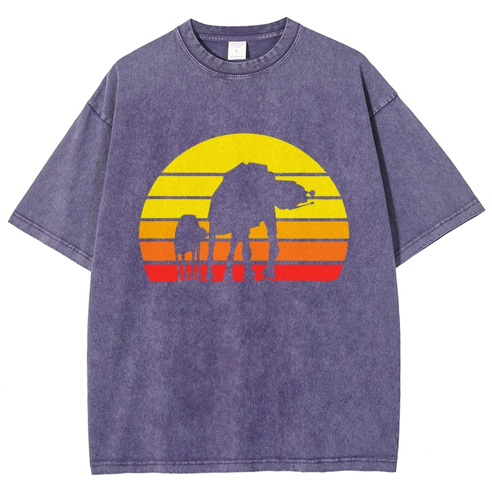 Sunset Stroll Mechanical Marvels Vintage Distressed T-shirt