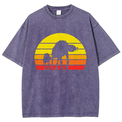 Sunset Stroll Mechanical Marvels Vintage Distressed T-shirt