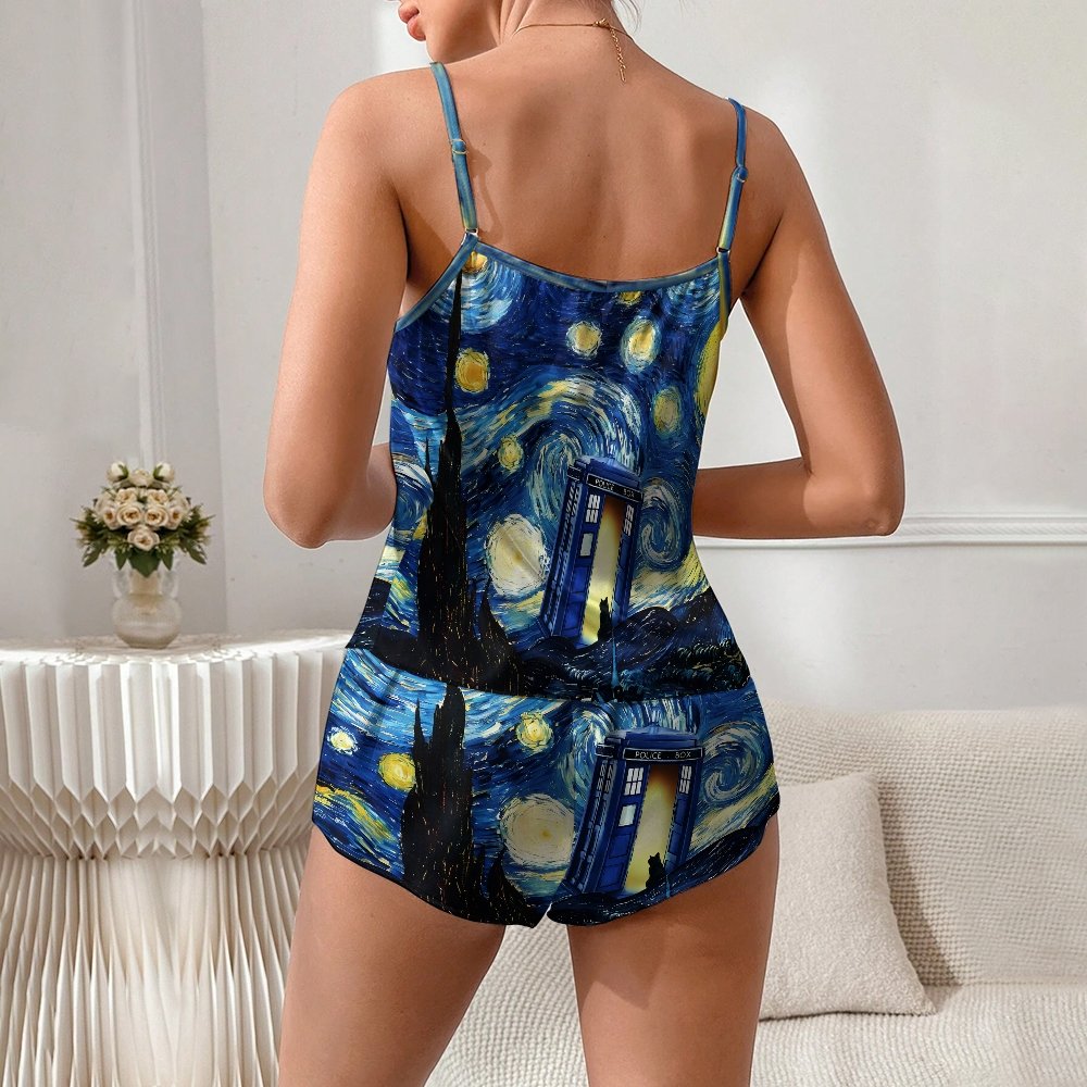 Starry Phone Booth1 Women's Geek Suspender Cami Set
