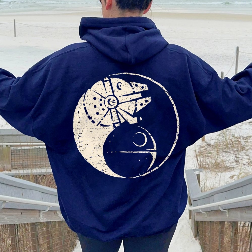 Balancing The Power Geek Printed Back Unisex Cotton Hoodie