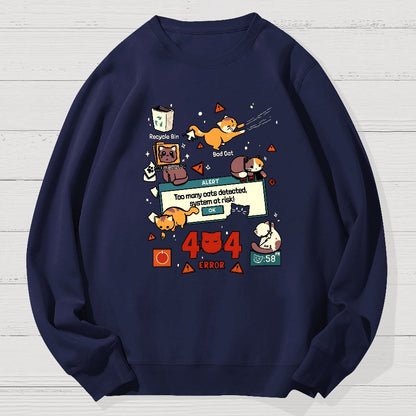 Too Many Cats 404 Alert Geek Cotton Sweatshirt