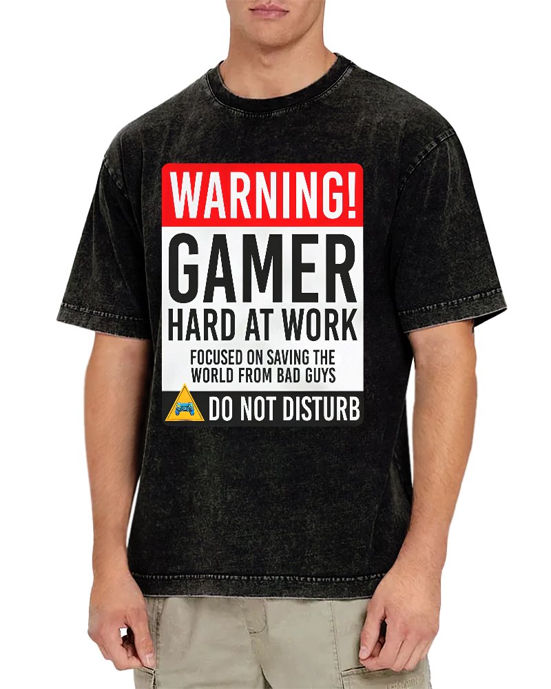 Warning Gamer Hard At Work - Geek Gamer Vintage Distressed T-shirt