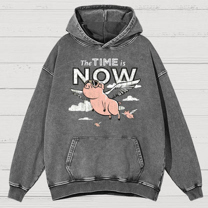 The Time Is Now Vintage Distressed Hoodie