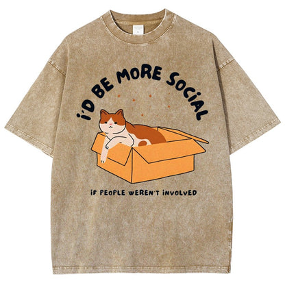 I'd Be More Social Vintage Distressed T-shirt