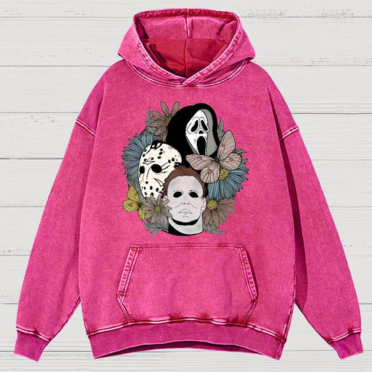 Horror Halloween Floral Scream Vintage Distressed Hoodie