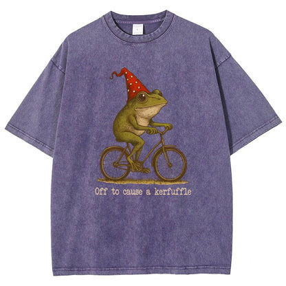 Off to Cause a Kerfuffle Frog Vintage Distressed T-shirt