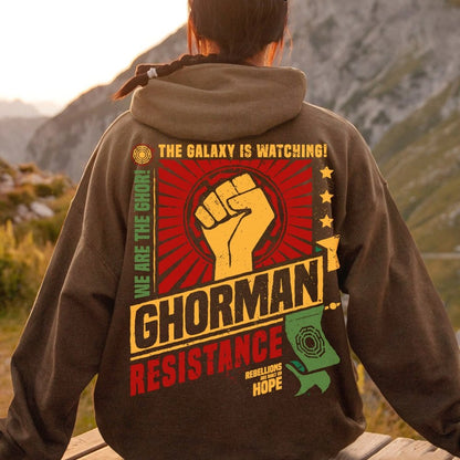 Galactic Resistance Printed Back Cotton Hoodie