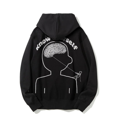 Vintage Mental Health Matters Graphic Print Printed Back Cotton Hoodie