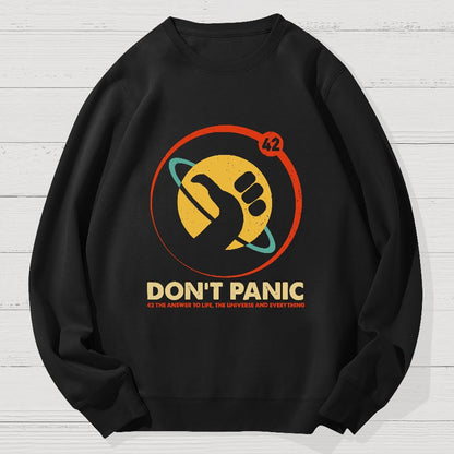 42 Answer to Life Universe Everything Don't Panic Geek Cotton Sweatshirt