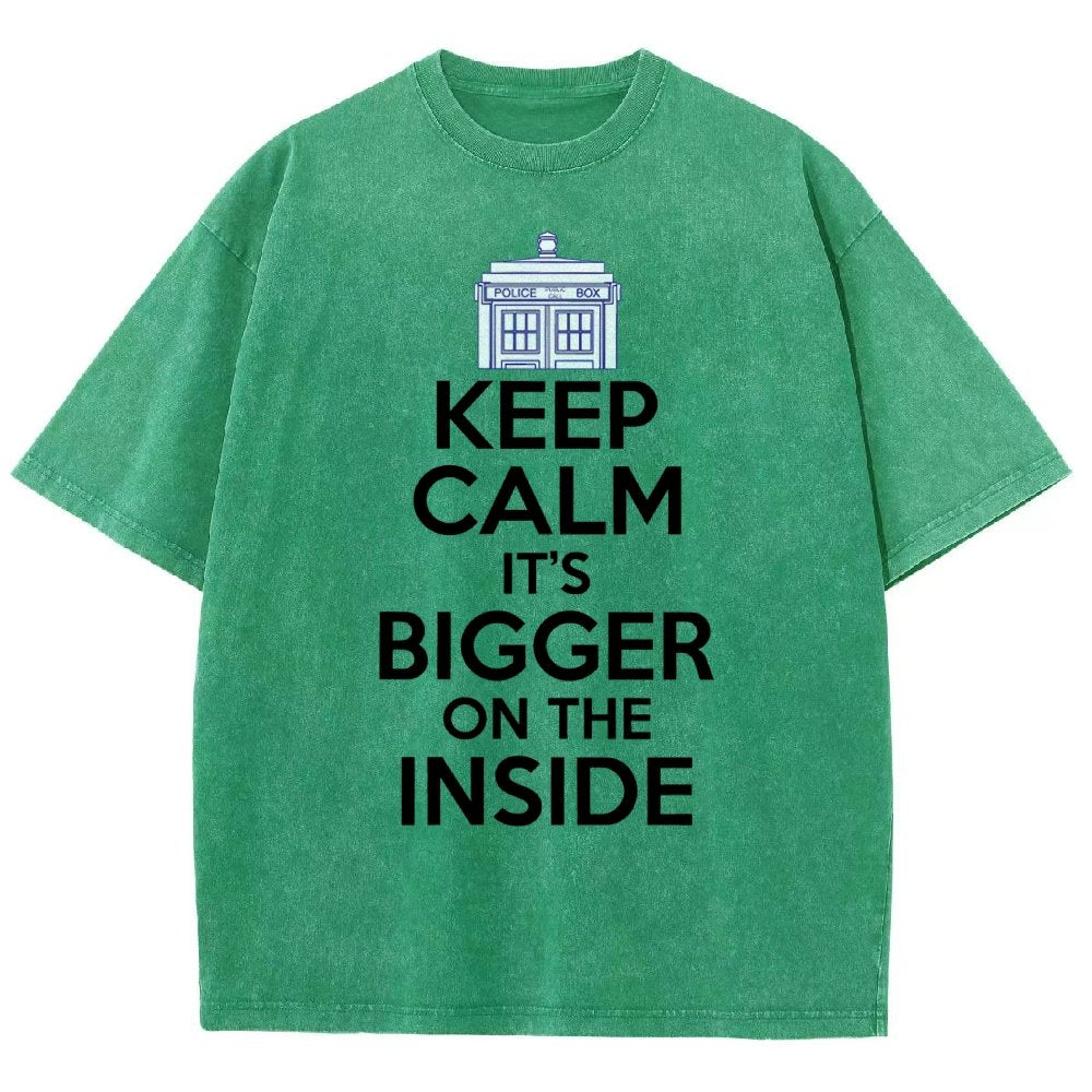 Keep Calm It's Larger On The Inside Vintage Distressed T-shirt