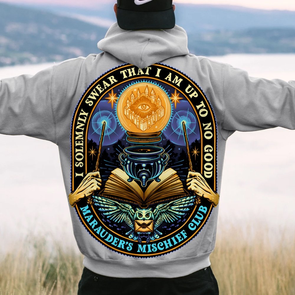 Mischief Club Printed Back Cotton Hoodie