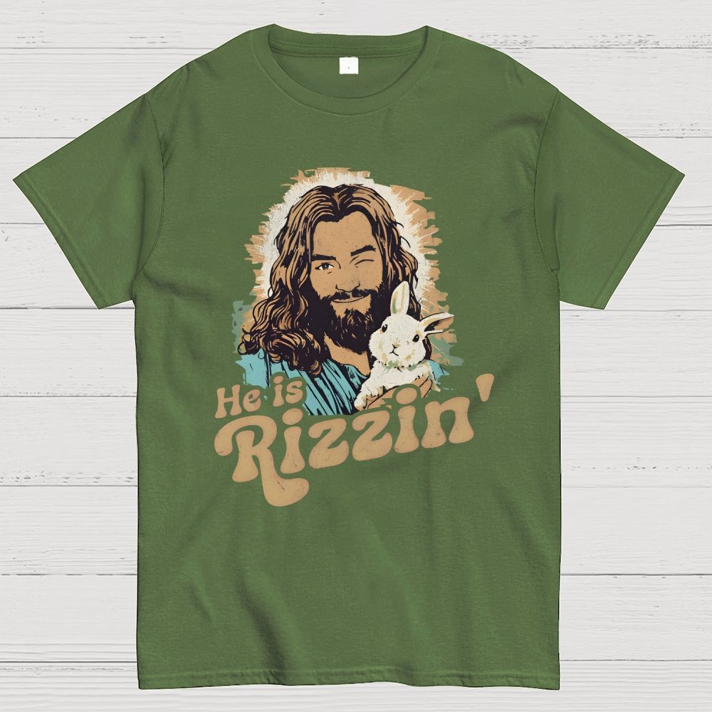 He Is Rizzin' Easter Geek T-Shirt