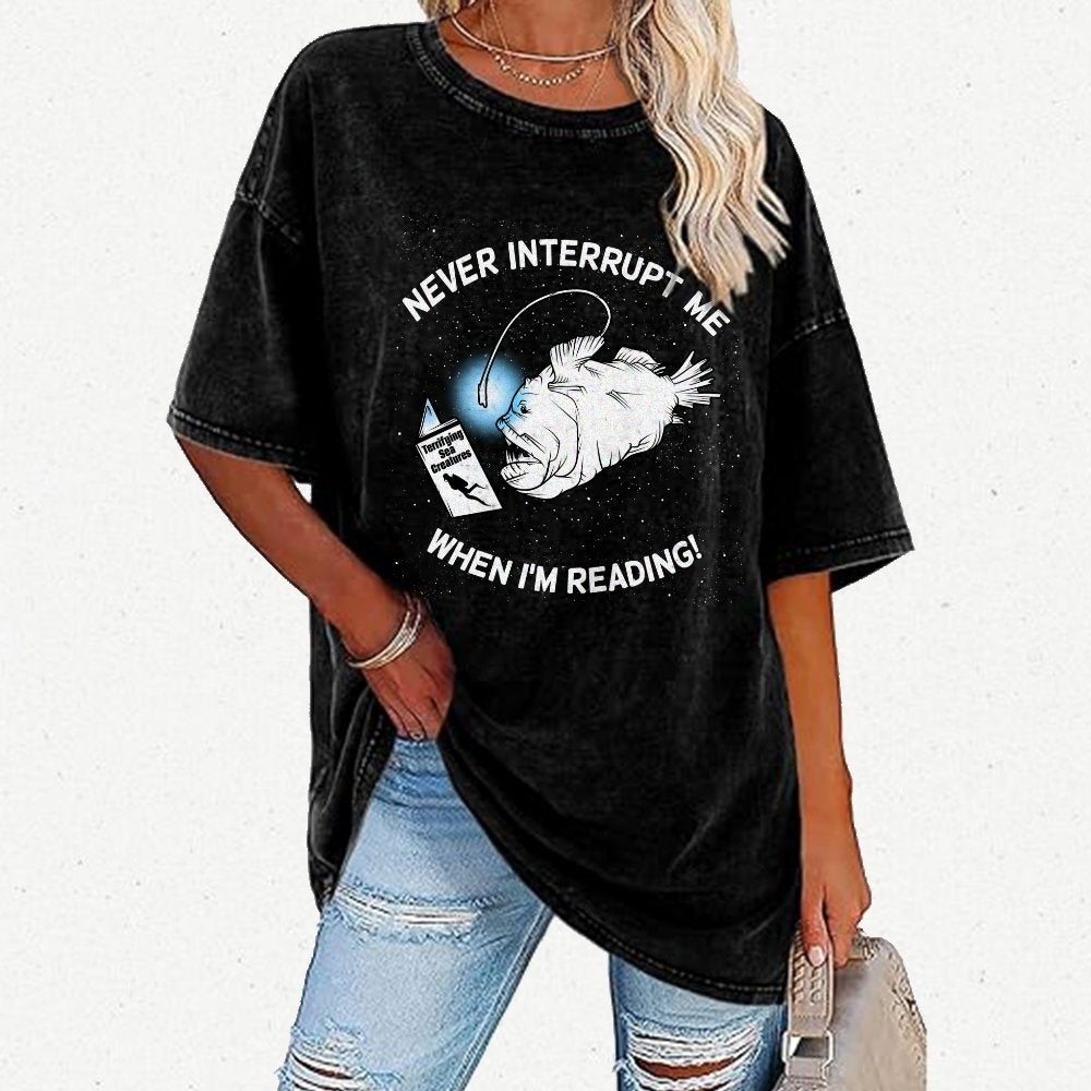 Angler Fish Reading Vintage Distressed T-shirt