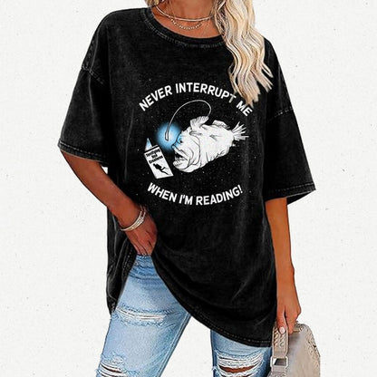 Angler Fish Reading Vintage Distressed T-shirt