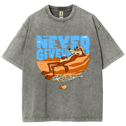 Never Give Up Vintage Distressed T-shirt
