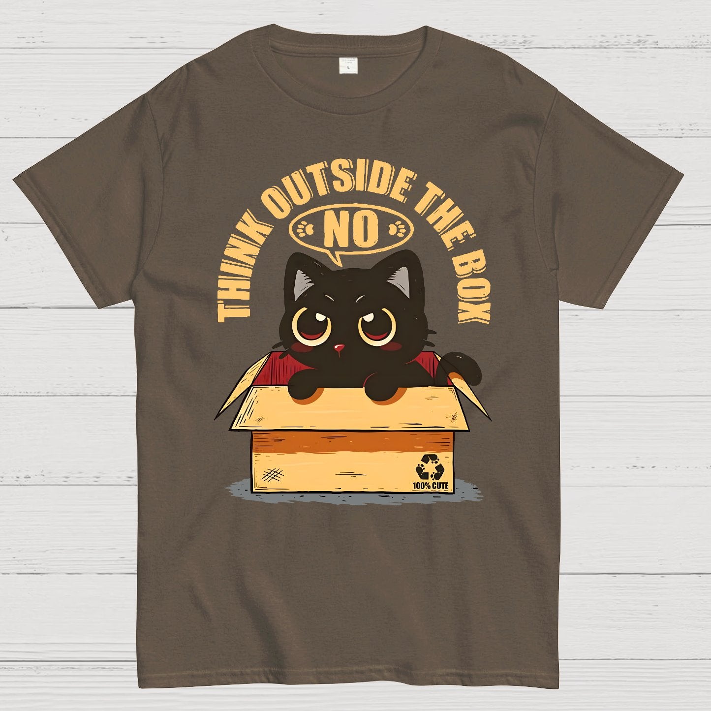Cat THink Outside In A Box Geek T-Shirt