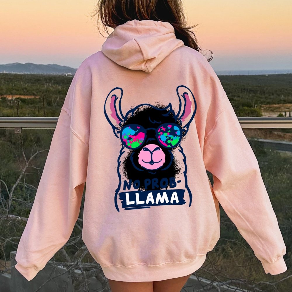 No probllama Printed Back Unisex Cotton Hoodie