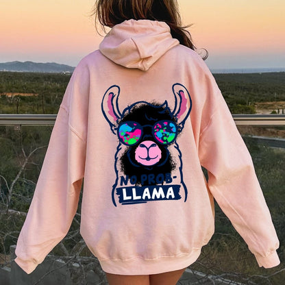No probllama Printed Back Unisex Cotton Hoodie