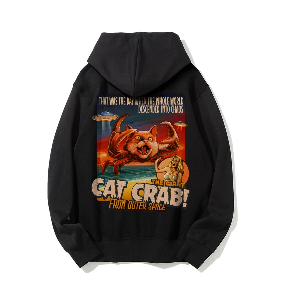 The Giant Cat Crab Geek Printed Back Cotton Hoodie