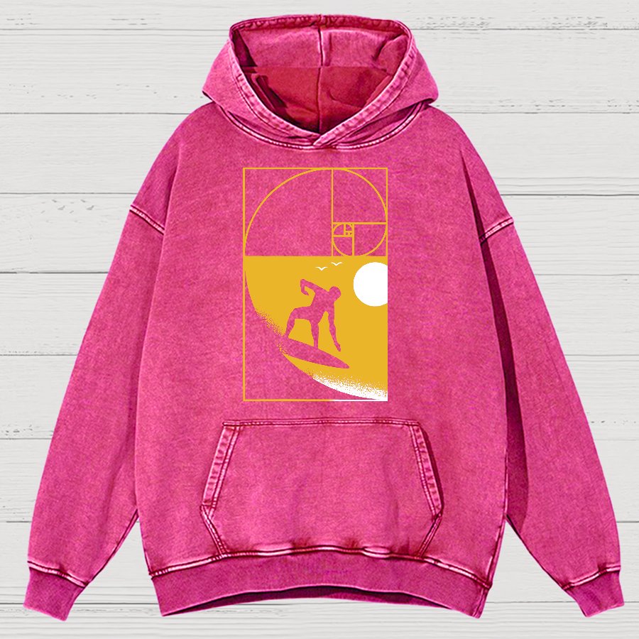 Golden Spiral Wave Geek Vintage Distressed Hoodie