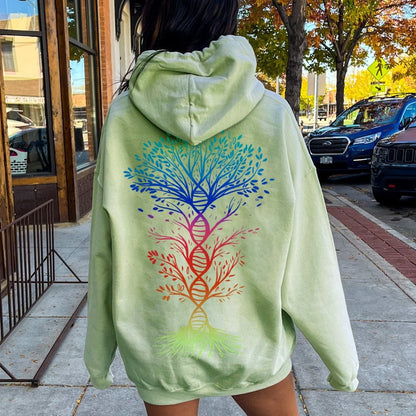 DNA Tree Of Life Science Printed Back Unisex Cotton Hoodie