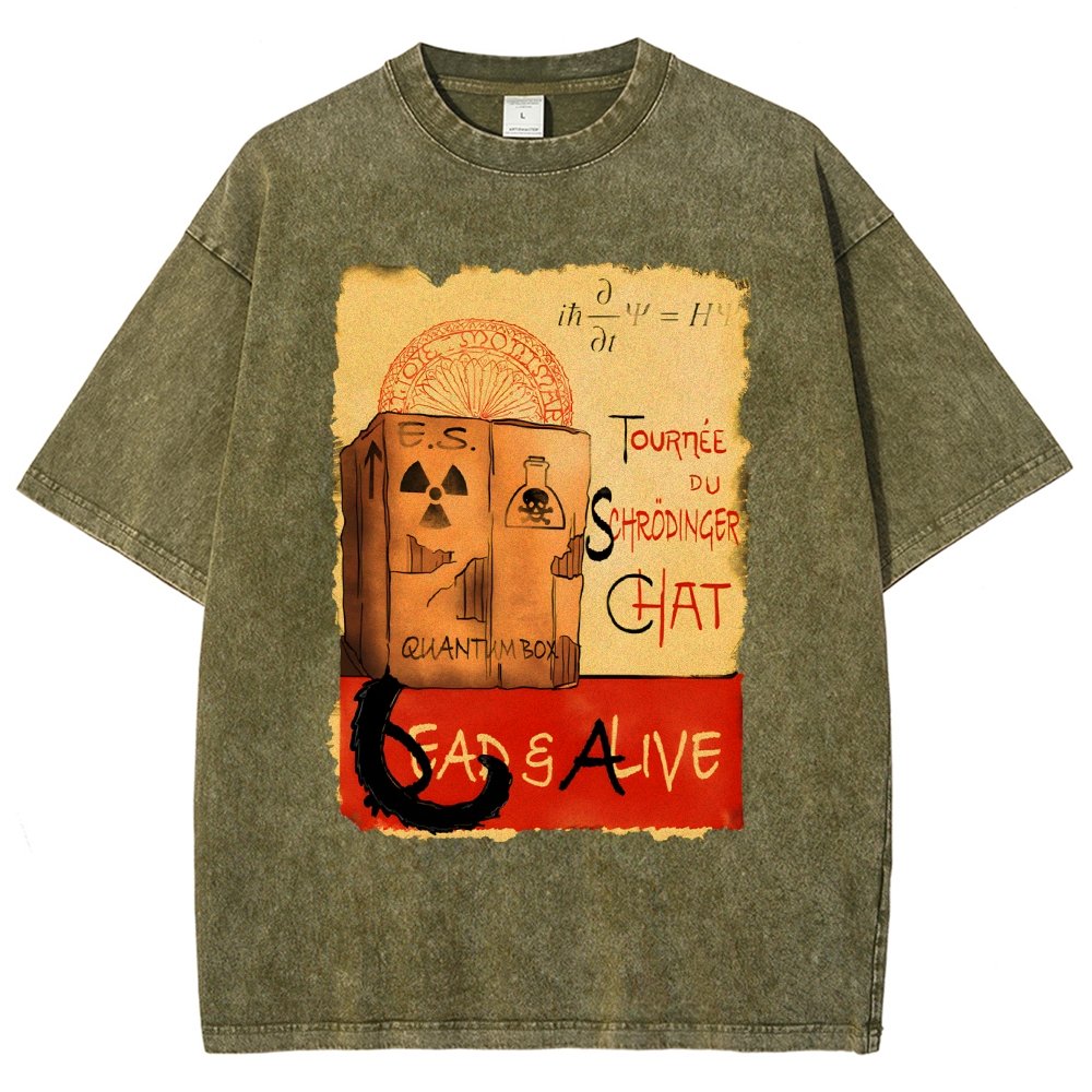 Tournee Du Schrodinger Chat Vintage Distressed T-shirt