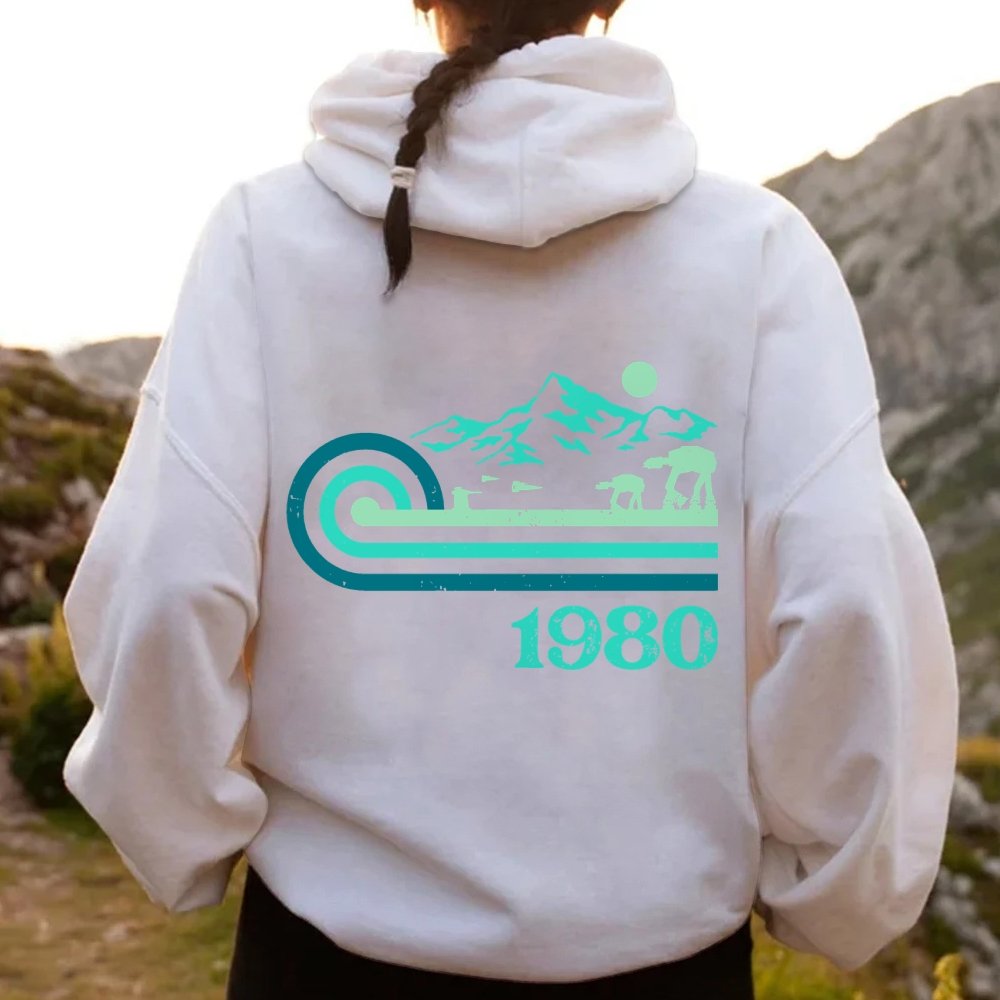Retro Vintage Base Printed Back Unisex Cotton Hoodie