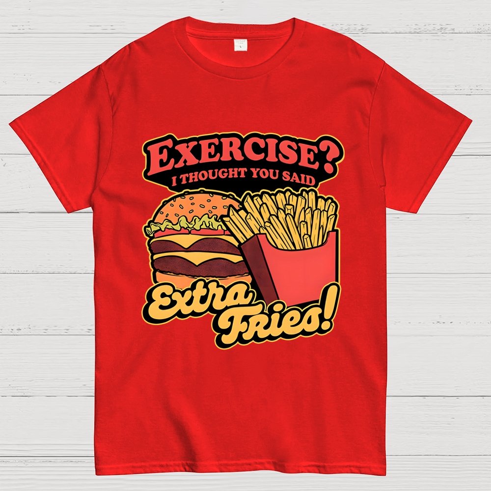 Burger Fries Exercise Geek T-Shirt