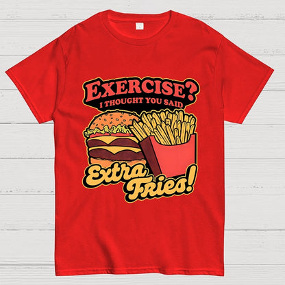 Burger Fries Exercise Geek T-Shirt