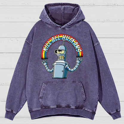 Shiny Metal Robot Vintage Distressed Hoodie