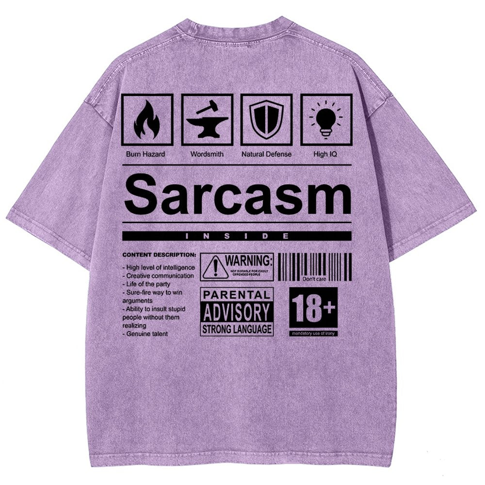 Sarcasm Label Washed T-Shirt