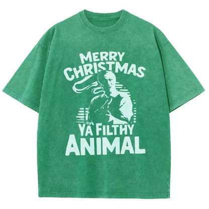 Merry Christmas Ya Filthy Animal Vintage Distressed T-shirt