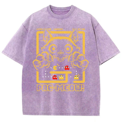 Vintage Game Cat Attack Pac Meow Vintage Distressed T-shirt