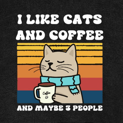 I Like Cats And Coffee And Maybe 3 People Funny Nerd Vintage Distressed Hoodie