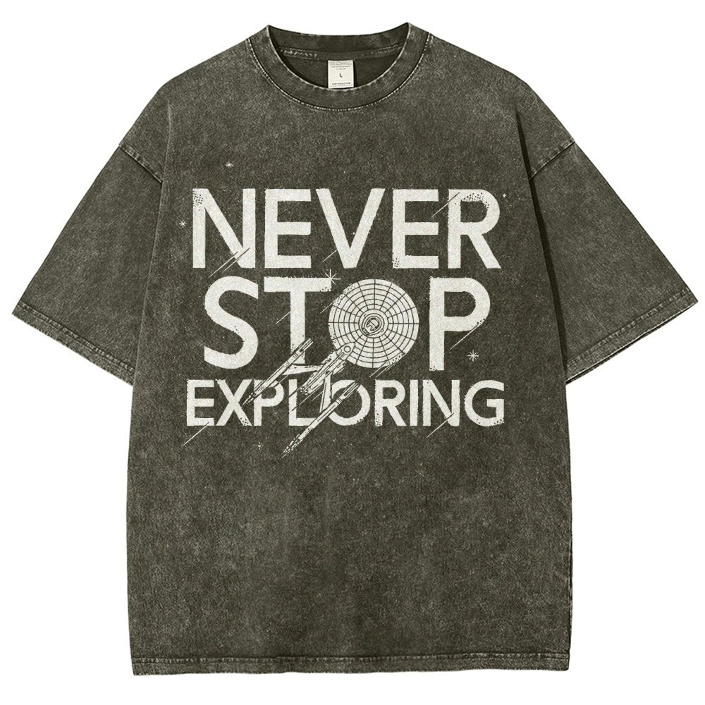 Never Stop Exploring Vintage Distressed T-shirt