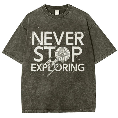 Never Stop Exploring Vintage Distressed T-shirt