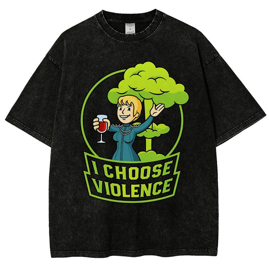 I Choose Violence & Green Atomic Vintage Distressed T-shirt