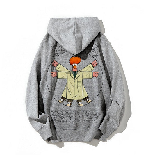 Vitruvian Puppet Printed Back Unisex Cotton Hoodie
