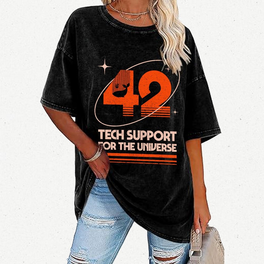 42 - Tech Support For The Universe Vintage Distressed T-shirt