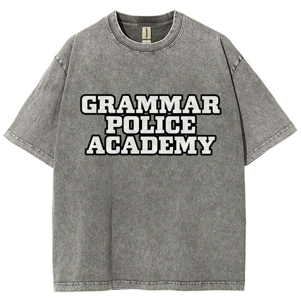 Grammar Police Academy Vintage Distressed T-shirt