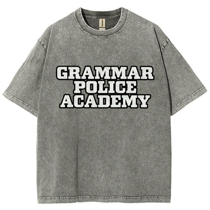 Grammar Police Academy Vintage Distressed T-shirt