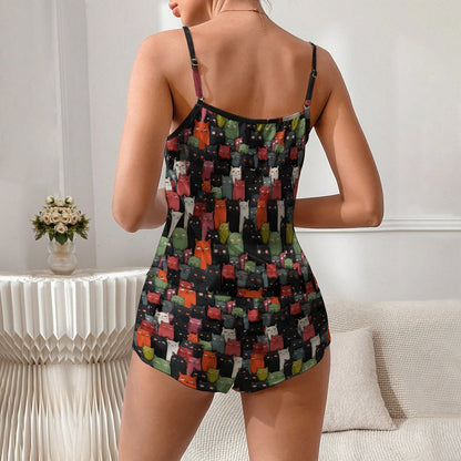 The Cat Geek Women's Geek Suspender Cami Set