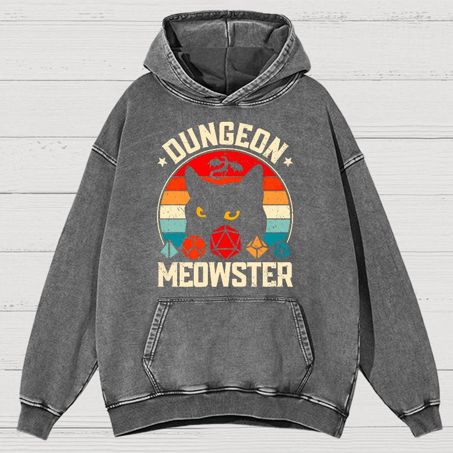 Dungeon Meowster Vintage Distressed Hoodie