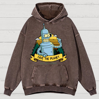 Save The Planet Kill All Humans Vintage Distressed Hoodie
