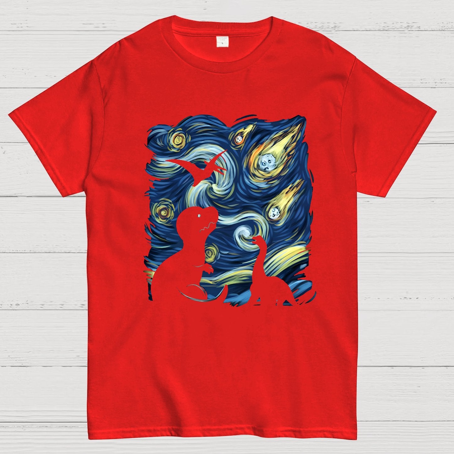 Dinosaurs in the starrynight Geeky T-Shirt