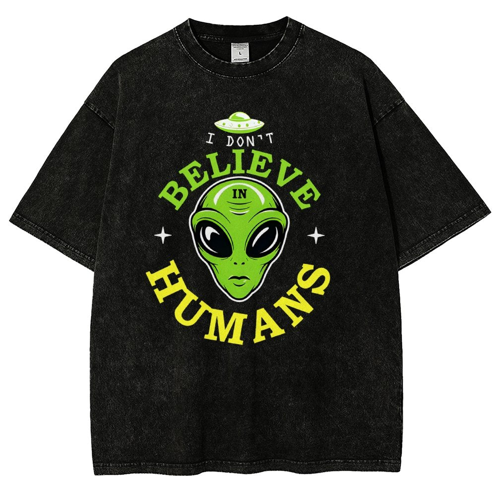 I Don't Believe in Humans Vintage Distressed T-shirt